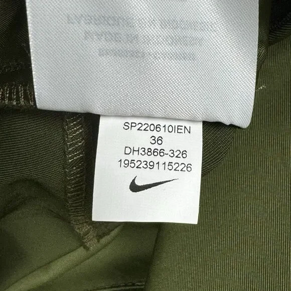NIKE TECH WOVEN UTILITY CARGO PANTS SIZE 36 MEN'S OLIVE GREEN TAPERED DH3866-326